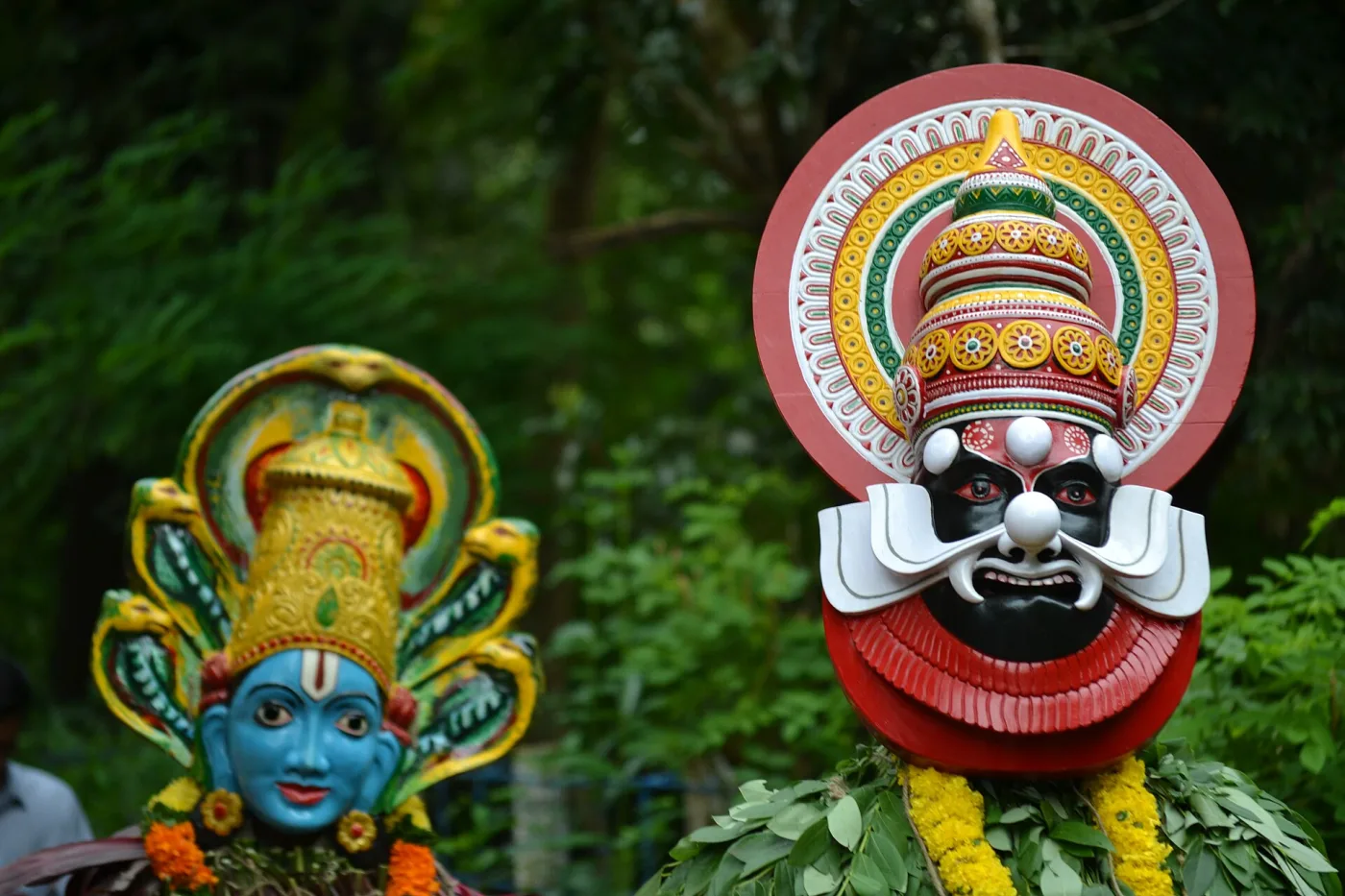 Kummatty masks used in the performance.