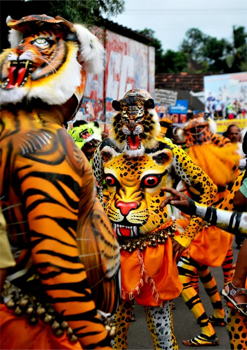 Pulikali procession at Thrissur, 2010.